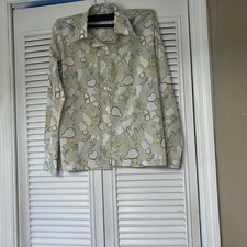 Vintage Long Sleeve  Button Up Pear Blouse Lady Manhattan  70s  Print Large picture
