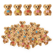Lyreh 50pcs Mini Resin Teddy Bears, 5 Colors Cute Miniature Figurines Bowknot Be picture