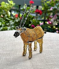 Vintage African Beaded Wire Antelope Impala Animal Sculpture Handmade Folk Art picture
