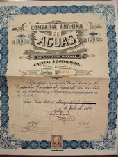 Mexico 1906 Compania AGUAS SAN LUIS POTOSI $ 100 Accion Bond Coupons Loan picture