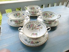 4 Aynsley Bone China Pembroke Pattern Two Handle Soup Bowls Made In England picture