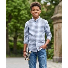 New J. Crew CrewCuts Long Sleeve Flex Plaid Button Washed Shirt Boys' Size 12 picture