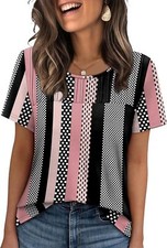Women's Plus Size Short Sleeve Crew Tops - Loose Fit Summer Casual Trendy picture