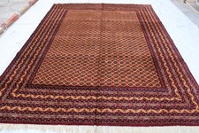 8x11ft Maroon Mawri Rug: Handmade Afghan Wool Turkmen Rug picture