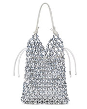 $375. Staud Karla Small Beaded Top Handle Bag Silver picture
