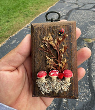 Vintage Maravel Mushroom Wall Plaque Wood Woodland Ladybug Cottagecore Decor picture