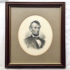Vintage Abraham Lincoln Portrait Hatch Sketch Framed Print picture