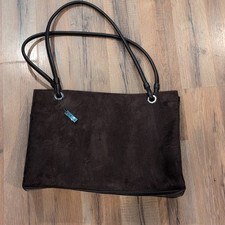 VTG Sag Harbor Suede Brown Shoulder Bag Zip Closure Inner Pockets picture