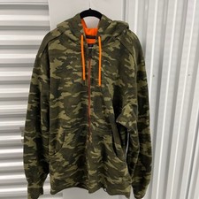 American Giant Camouflage Full Zip Hoodie Orange Lined XL picture