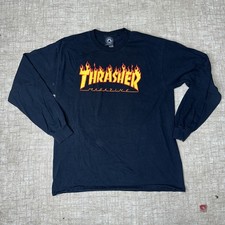 Thrasher Flame Logo Long Sleeve T Shirt Independent Trucks Faded Black picture