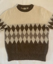 Vintage Icelandic Arctic Sheep Wool Argyle Pullover Sweater Mens L Polar Knit picture