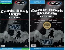 100 BCW Current  Modern Resealable Comic Bags 2 MIL & Boards 6 3/4