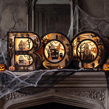 3 Pcs Halloween Light up Decor Boo Letters Sign Table Decorations picture