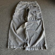 JNCO Flaming Crown Embroidered Baggy Khaki Cyber Grunge Jeans 29x30 M1371A picture