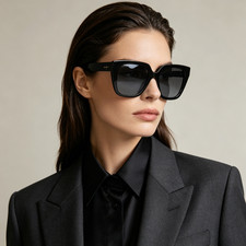 Gucci GG2102S Black Square Sunglasses Solid Dark Grey 55-18-145 picture