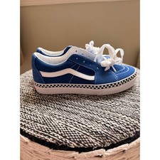 Vans Sk8-Low Reissue Blue White  Checkered Sneakers Kids Size 3.0 500714 picture