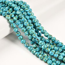 Mohave Copper Light Blue Turquoise Smooth Round Beads 6mm 8mm 10mm 15.5'' Strand picture