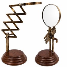 THOR INSTRUMENTS Vintage Brass Magnifying Glass on Wooden Stand Desk Magnifier picture