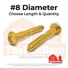 #8 Brass Phillips Round Head Wood Screws (Choose Length & Qty) picture