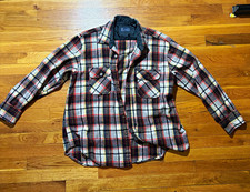 JCPenney The Men's Shop Flannel Plaid Shirt Jacket XL Pockets Multicolor picture