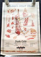 Vtg WILSON & CO. Pork Cuts Wilson's Meat Chart Poster Chicago Butcher VIDEO picture