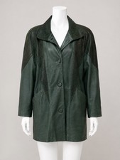 Pelle NY Milano Women's Vintage 80's 90's Snake Print Green Leather Coat Size M picture