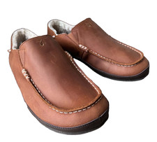 OluKai Moloa Men’s Nubuck Slipper Loafers Shoes Size 11 $140 Toffee / Dark Wood picture
