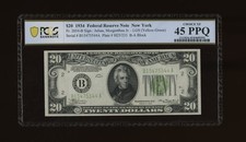 DBR 1934 $20 LGS FRN New York Fr. 2054-Blgs PCGS-B 45 PPQ Serial B15475544A picture