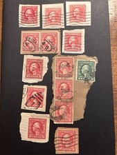 US 1912-1921 Washington Carmine Perf 11x11 not sure Type or WMK  (13 USED) TTP picture