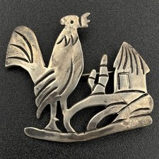 Vintage Mexican Silver Brooch Rooster Taxco Sterling Mexico Eagle 3 Mid Century picture