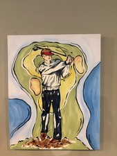 Renditions by Reesa Hand Painted Golf Canvas 16x20 Art Nursery Sports Boys Room picture