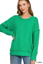 Zenana Brushed Hacci Drop Shoulder Sweater picture