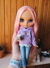 Lovely Blythe Nude BJD Doll Matte Face Brown Skin Jointed Candy Pastel Pink Hair picture