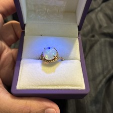 Certified & (Size 10.0) Luxoro 10k Yellow Gold AAA Ethiopian Welo Opal Diamond picture