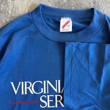 Jerzees 90s Virginia Slims single stitch Series Blue Cotton T-Shirt Mens Large picture
