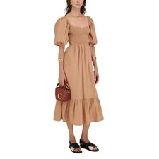 Faithfull The Brand Bloom Midi Dress Smocked Cut Out Hazel 10 Anthropologie NWT picture
