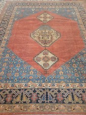 8.3 x 9.9 VINTAGE DESIGN TURKISH VEG DYE SERAPI HERIZ ANTIQUE picture