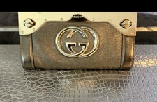 GUCCI Limited Ed BRITT Clutch Handbag BRONZE GOLD LEATHER, EXCELLENT, 9”x 4.5” picture