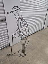 1950s 1960s Mid-Century Kerk Kerkhoff Iron Art Figure 4ft Golfer Garden Mancave  picture
