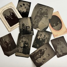 Antique Tintype Photograph Beautiful Young Fashionable Women Woman Lot Of 10 picture
