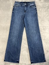 Judy Blue Women's Wide Leg Jeans Medium Wash Frayed Hem Boho Hippie Size 7/28 picture