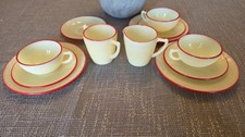 Vintage McKee French Ivory Glass 12 Pc Tea Set: Cup & Saucer Set, Depression Era picture