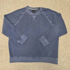 American Giant Mens Relaxed French Terry Crew Sweatshirt Blue L Made in USA picture