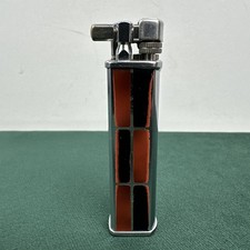 Vintage Hadson Beach Slim Petrol Lighter Chrome Red Enamel Japan 1970s picture