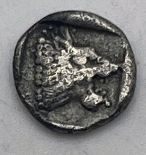 500-450 BC Ancient Greek Troas Assos AR Obol .61g Lion & Griffin Small  picture
