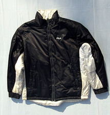 FILA Men’s Reversible Puffer Jacket Full Zip Black/White Colorblock LARGE picture