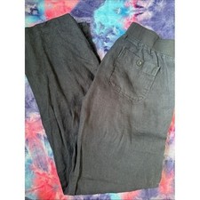 Athleta Wide Leg Linen Pants Navy Blue Size 10 Relaxed Fit Drawstring Waist picture