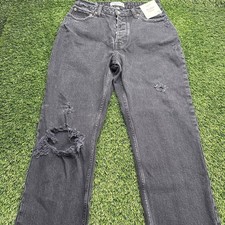 Vintage 90s NWT Abercrombie Fitch Dad High Rise Jeans Womens 28/6 Black Denim picture