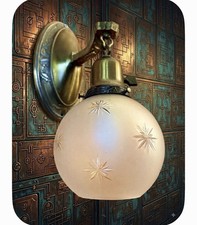 Antique 1920s 30s Victorian Nouveau Light Sconce Wall Fixture Bursting Star Vtg picture