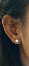 GIA 3.00ct Round Diamond Stud Earrings in 14K Whte Gold with Screw Backs picture